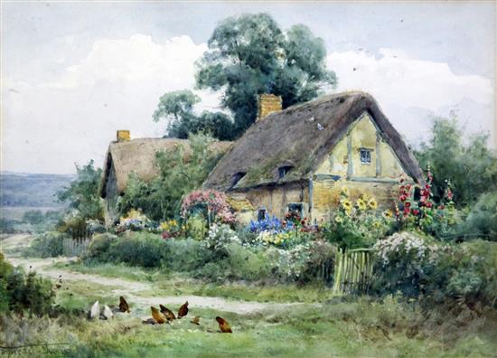 Henry Sylvester Stannard (1870-1951) Views of thatched cottages 9.5 x 13in.